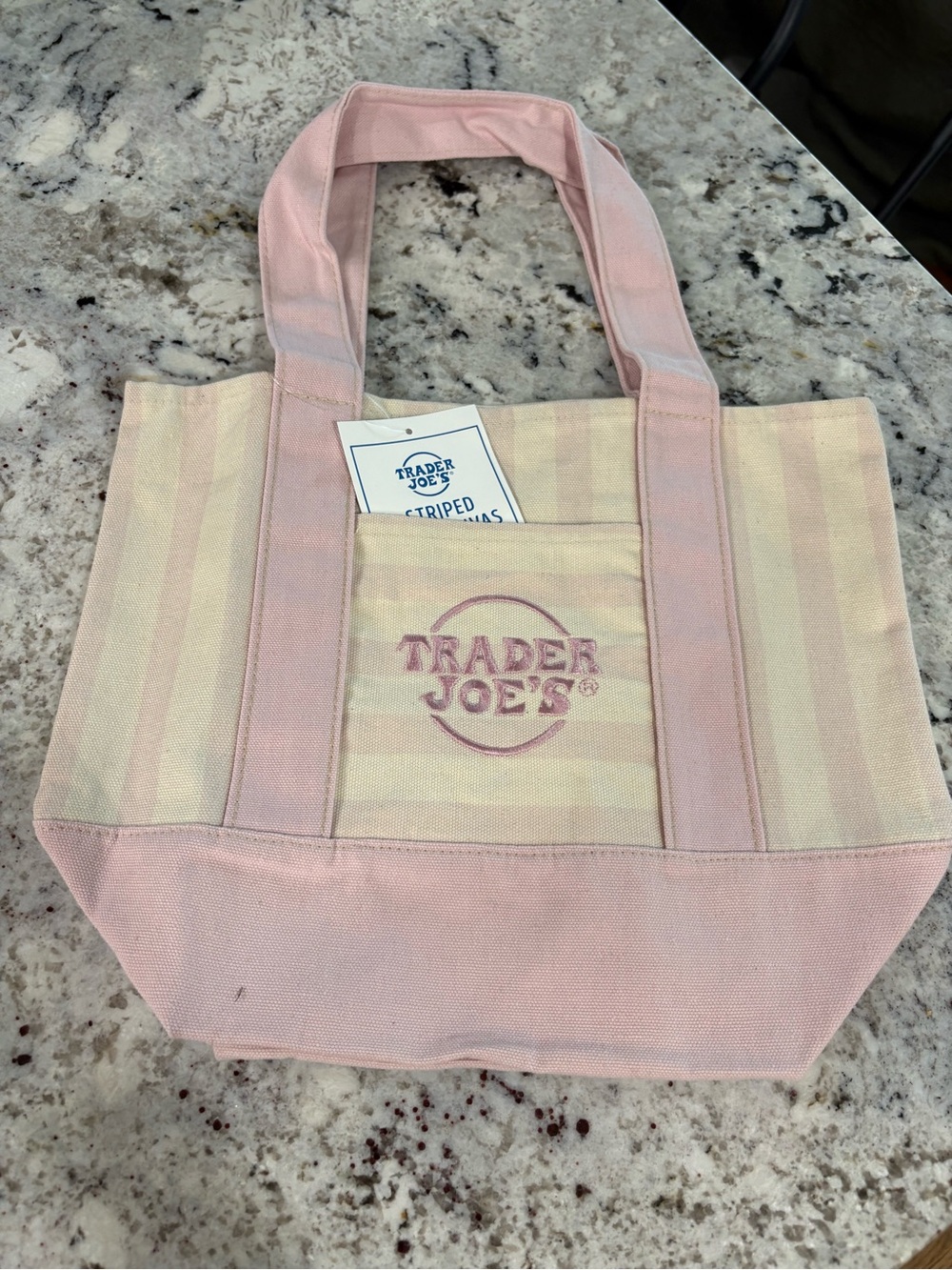 Trader Joe's Pink Stripe Canvas Tote